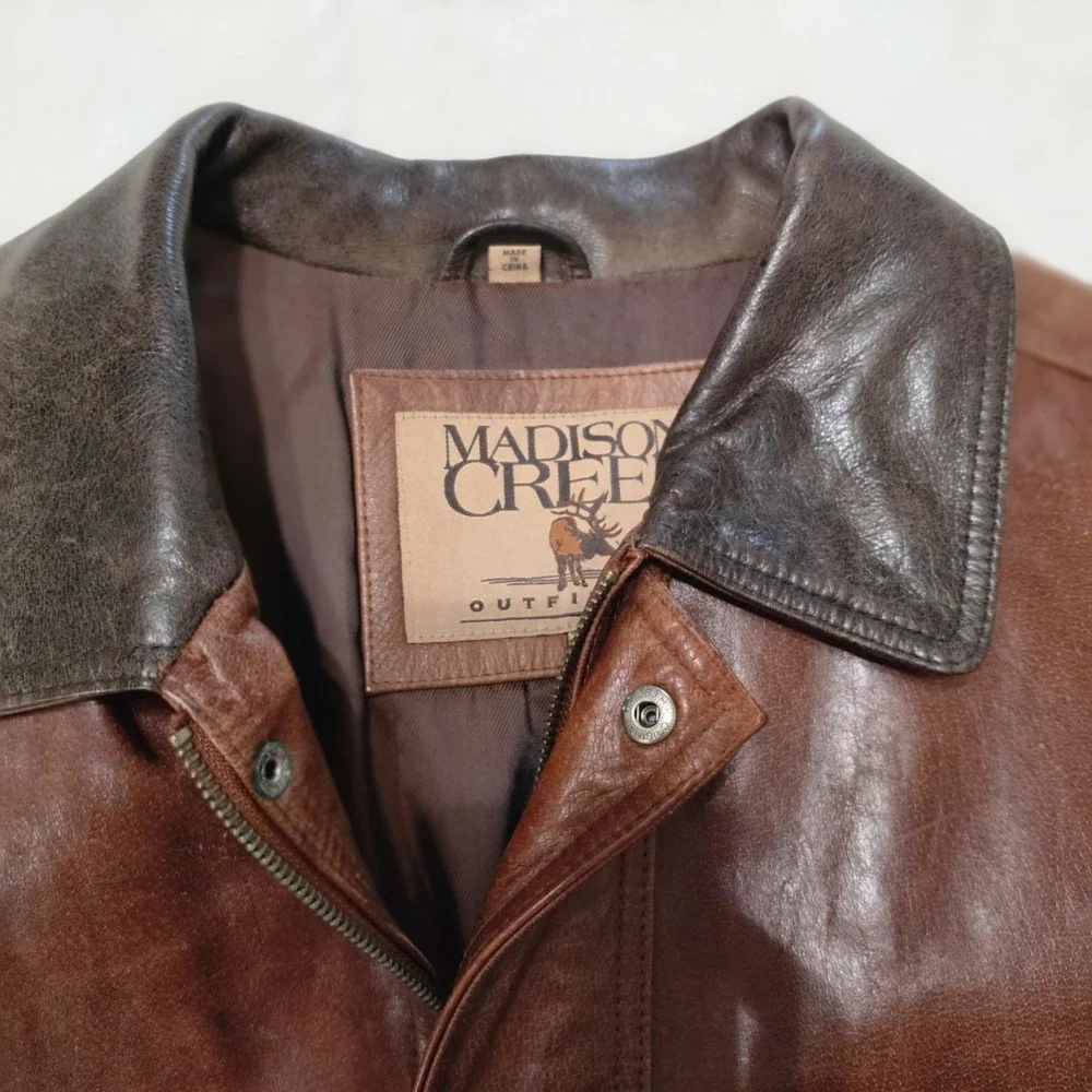 Vintage Madison Creek Outfitters Leather Western Ranch Field Jacket Mens XL
